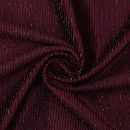 Maroon Color Velvet Lycra Stripe Shimmer Fabric