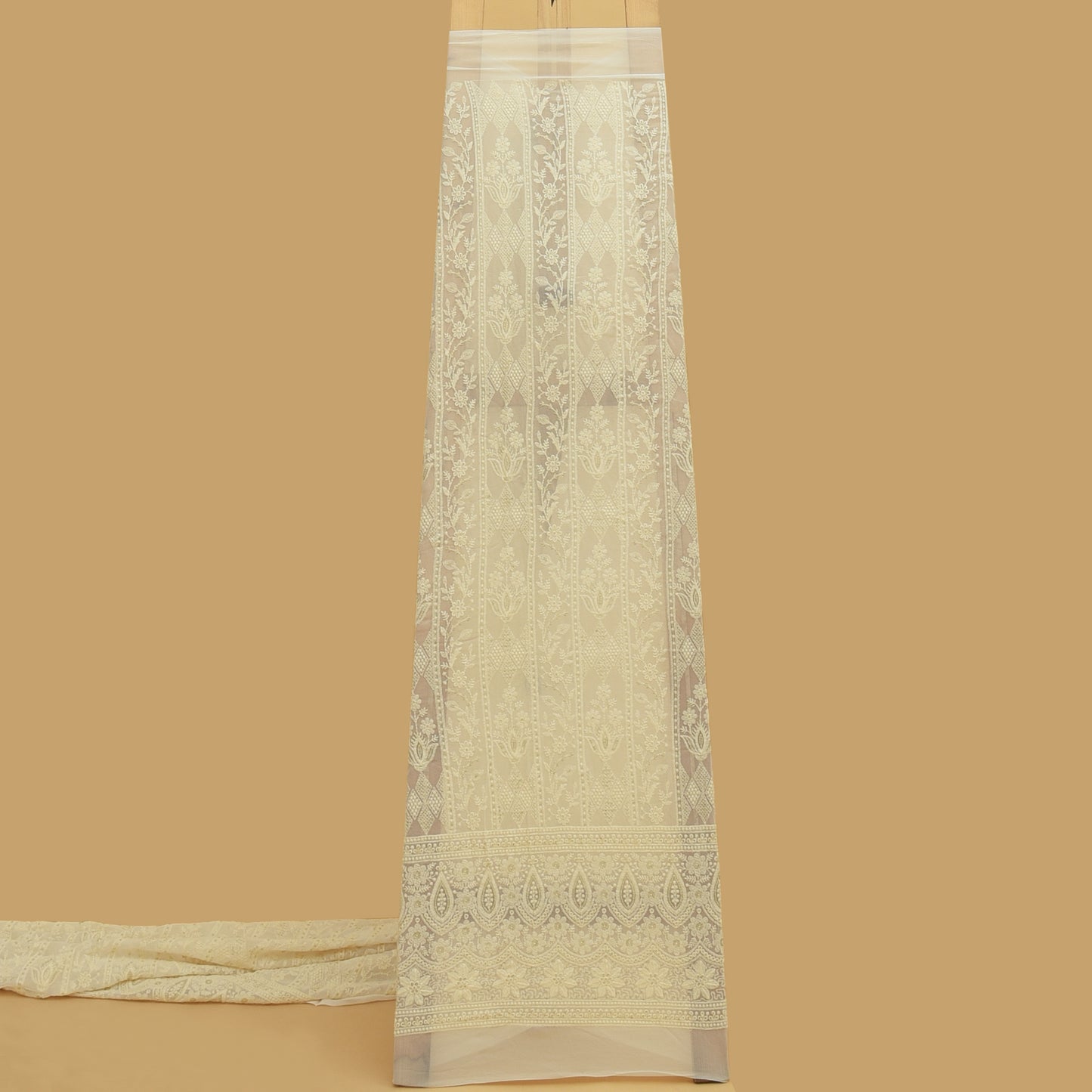 White Color Georgette Embroidery Fabric