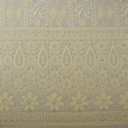 White Color Georgette Embroidery Fabric