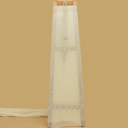 White Color Georgette Embroidery Fabric