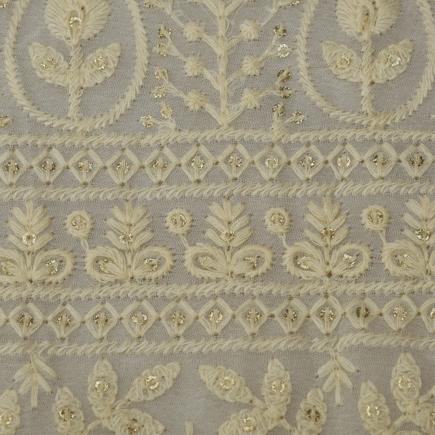 White Color Georgette Embroidery Fabric
