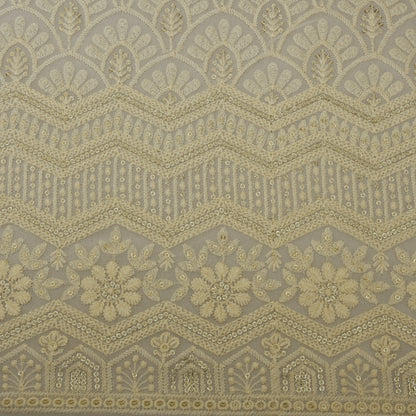 White Color Georgette Embroidery Fabric