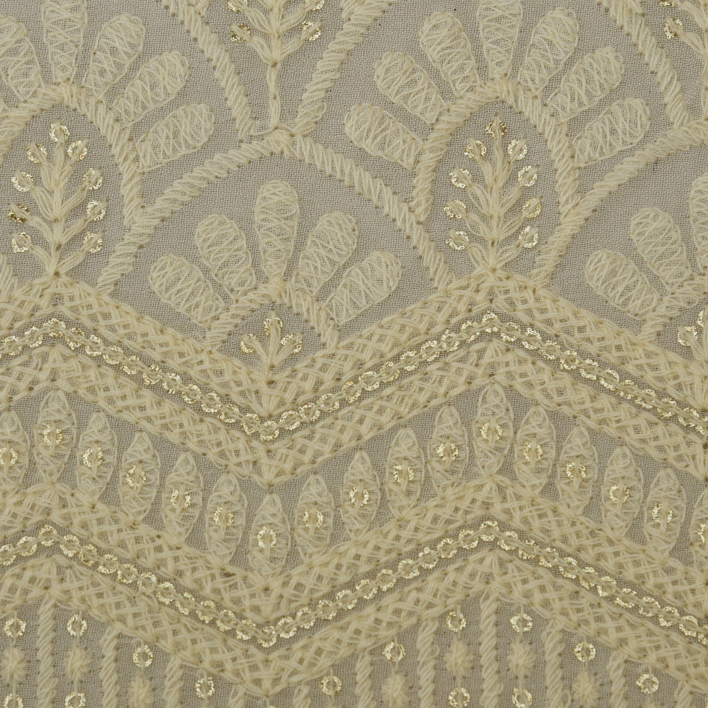 White Color Georgette Embroidery Fabric