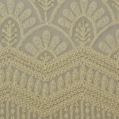 White Color Georgette Embroidery Fabric