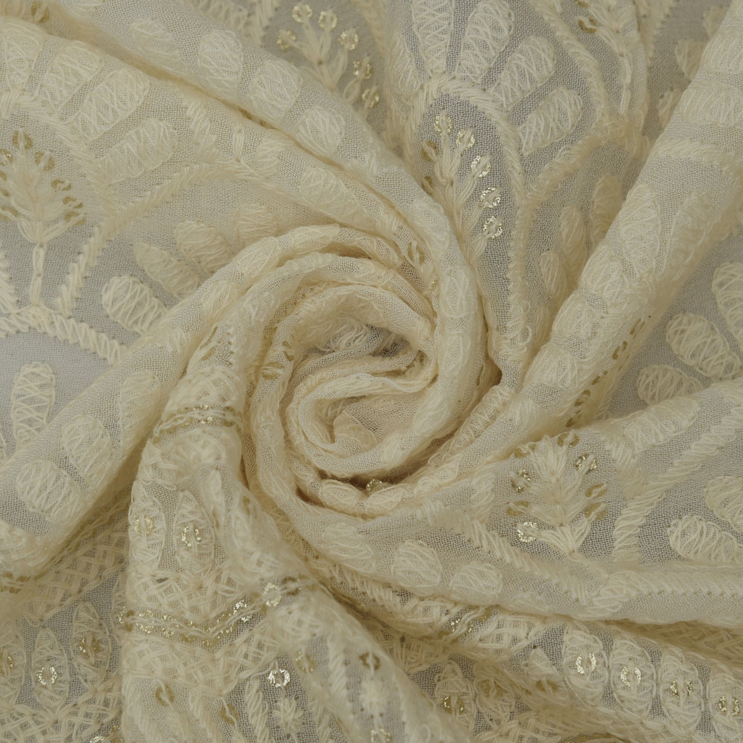 White Color Georgette Embroidery Fabric