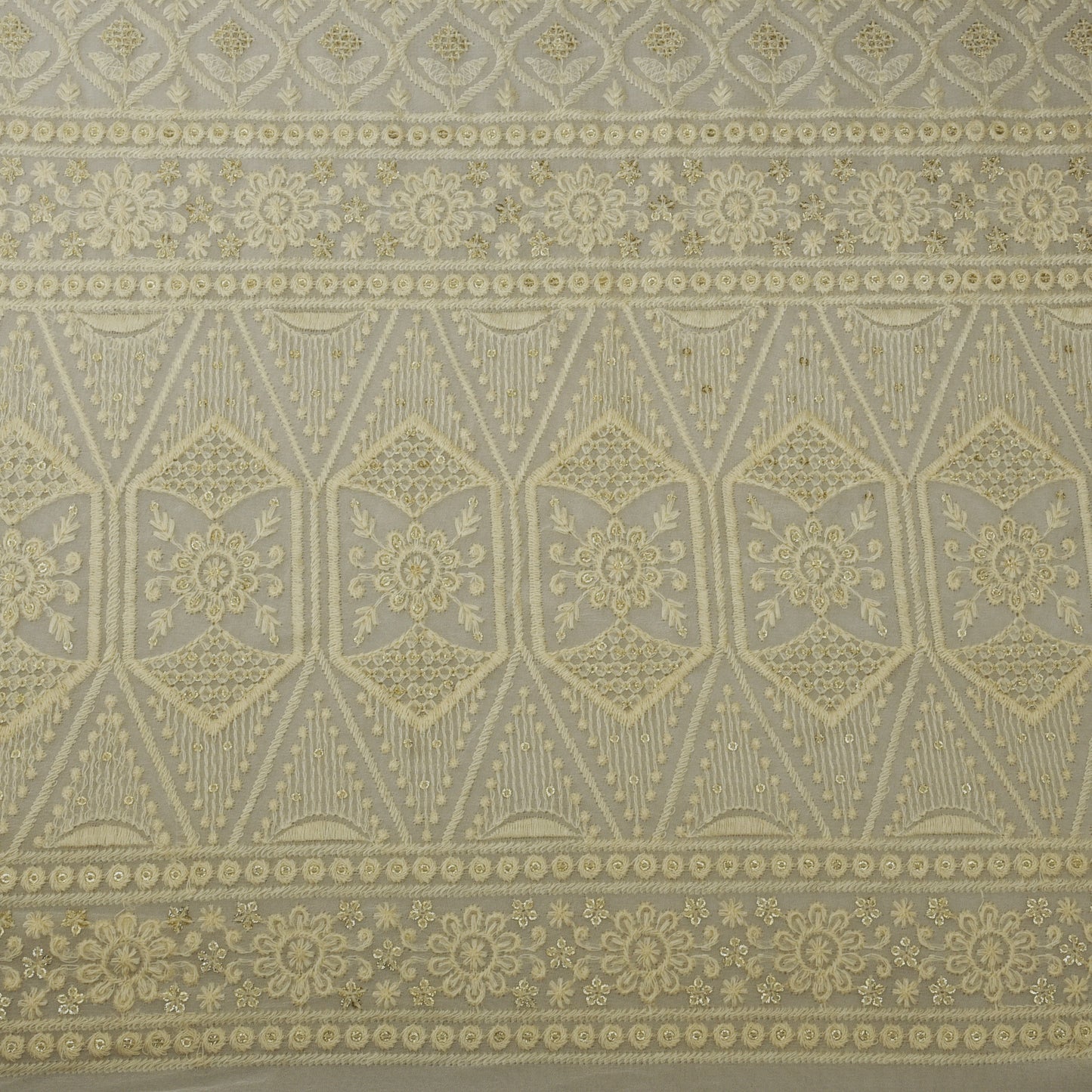 White Color Georgette Embroidery Fabric