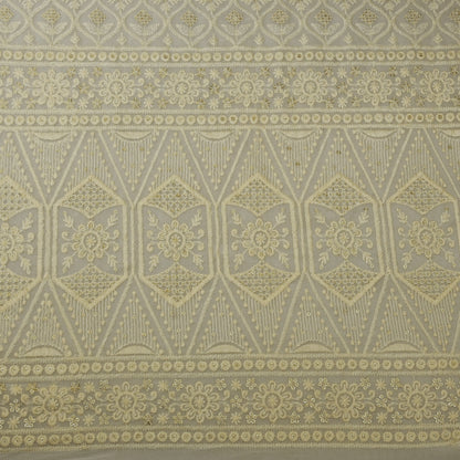 White Color Georgette Embroidery Fabric