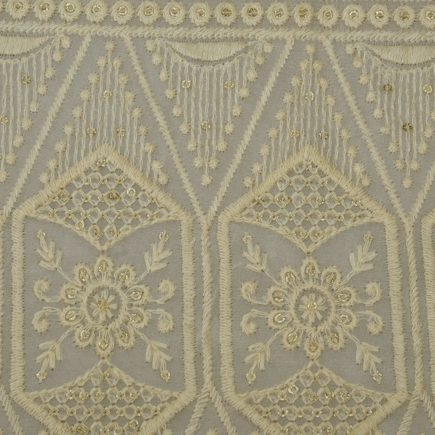 White Color Georgette Embroidery Fabric