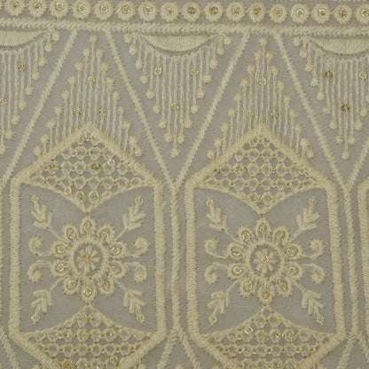 White Color Georgette Embroidery Fabric