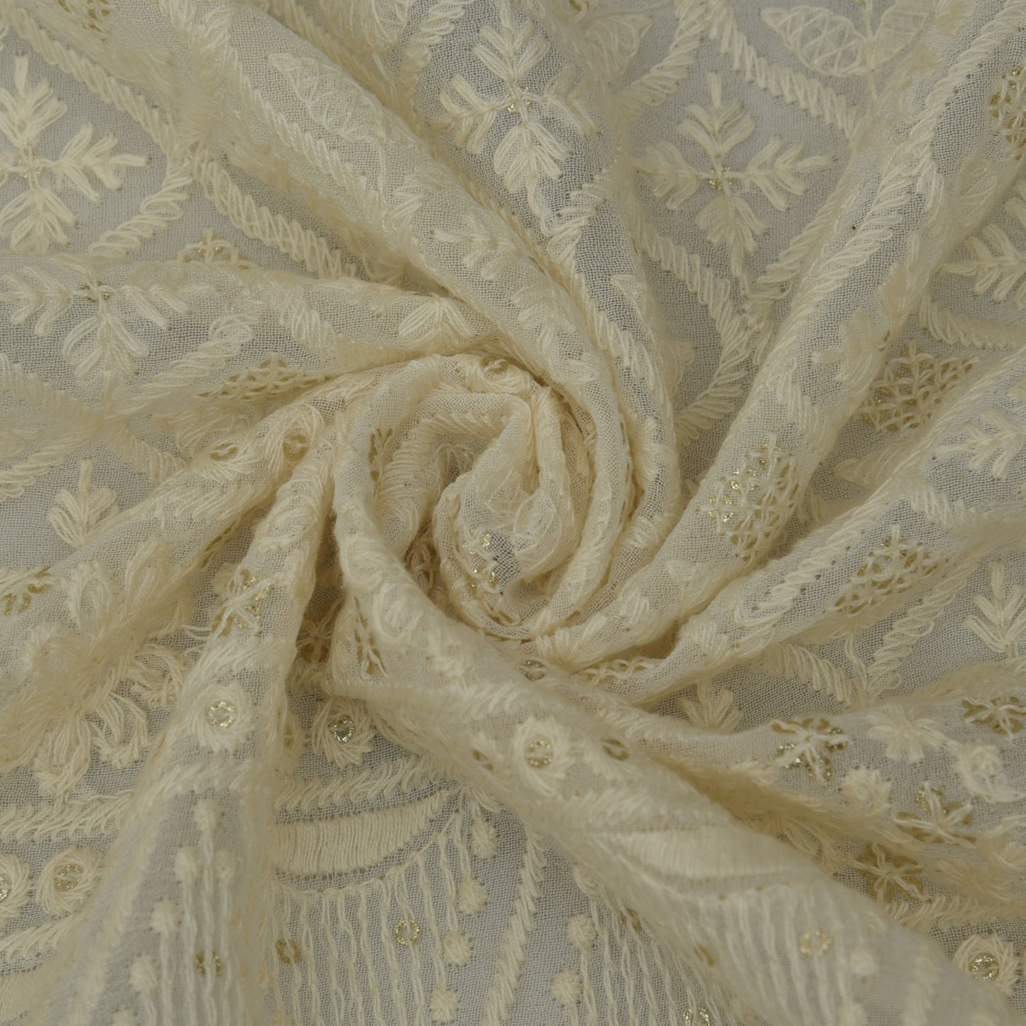 White Color Georgette Embroidery Fabric