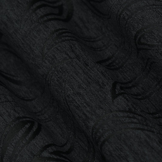 Black Color Woolen jacqurard Shimmer Fabric