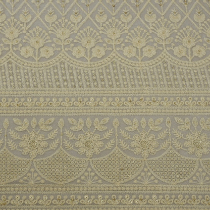 White Color Georgette Embroidery Fabric