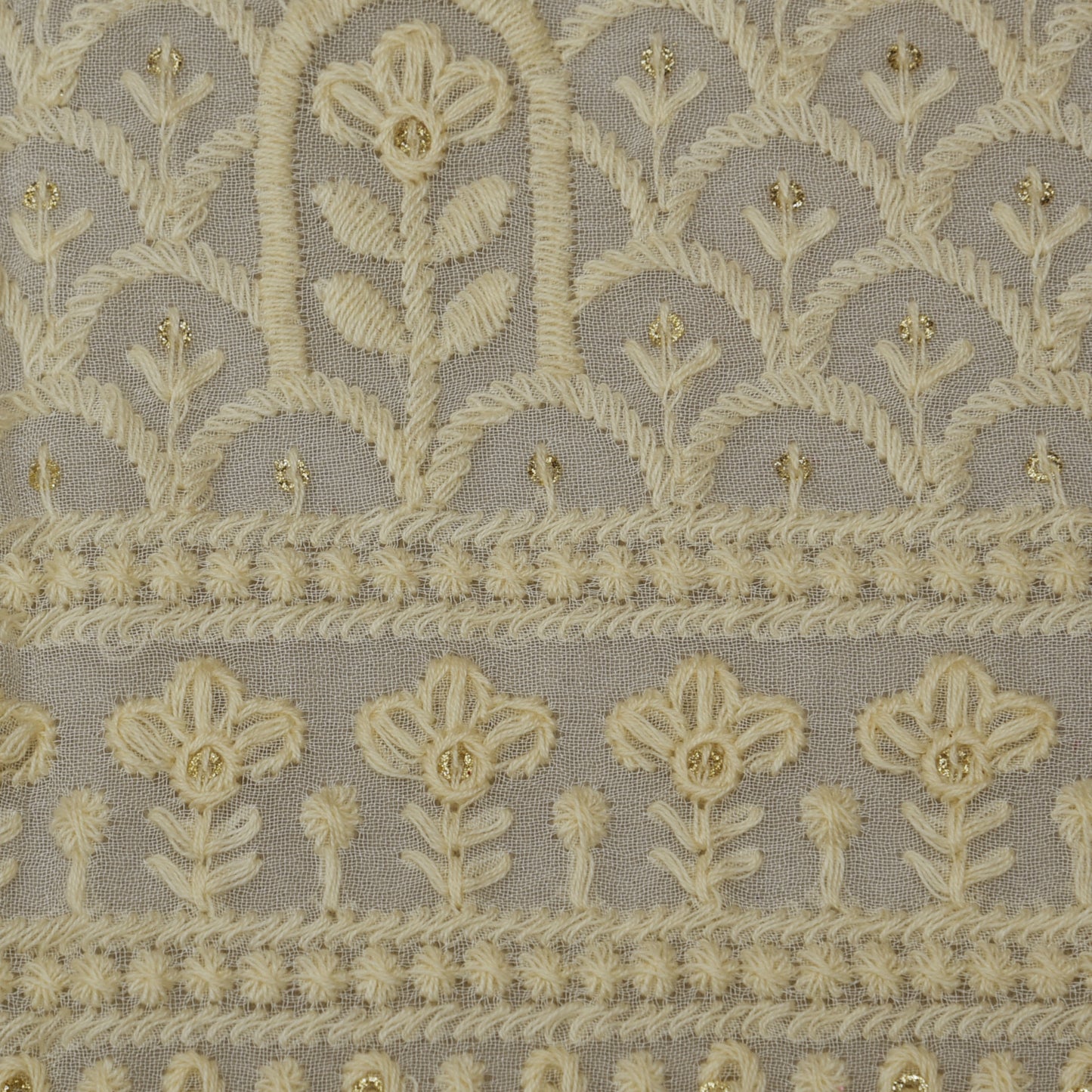 White Color Georgette Embroidery Fabric