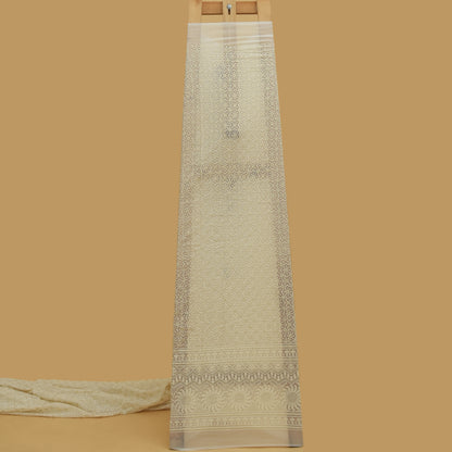 White Color Georgette Embroidery Fabric