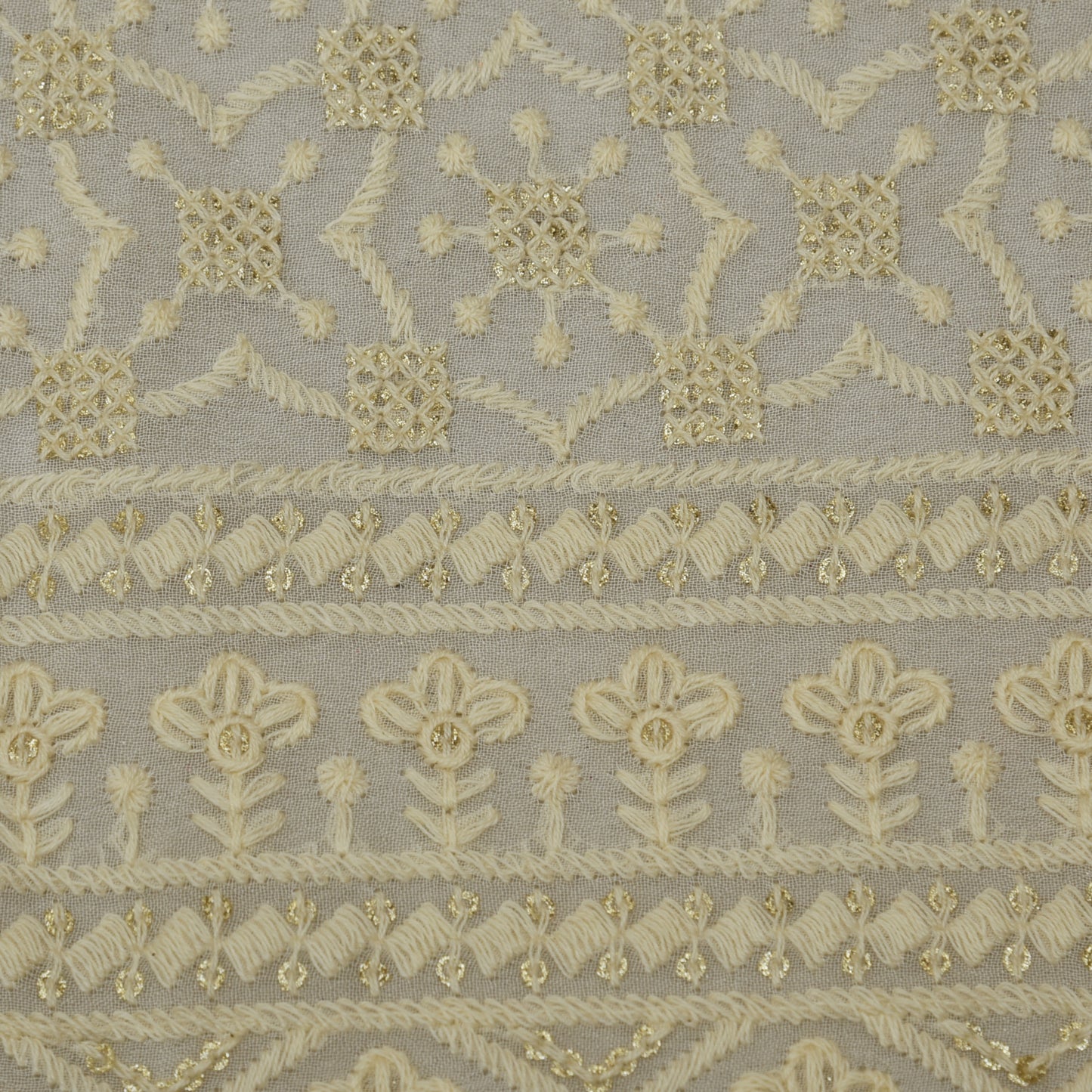 White Color Georgette Embroidery Fabric