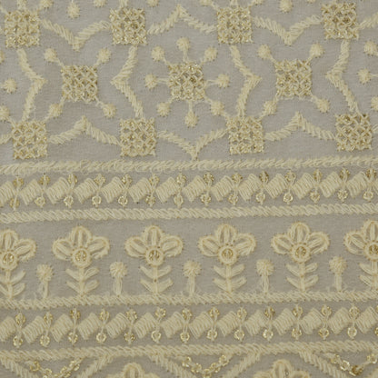 White Color Georgette Embroidery Fabric