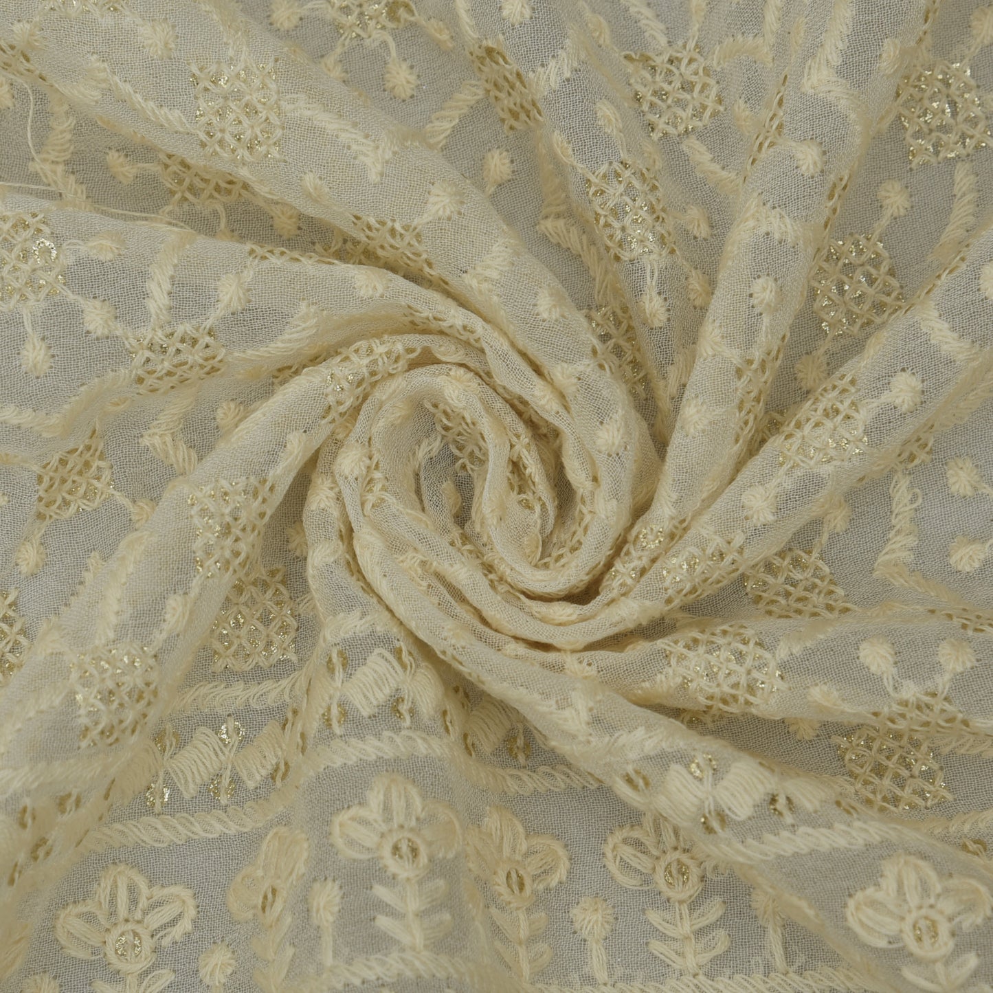 White Color Georgette Embroidery Fabric