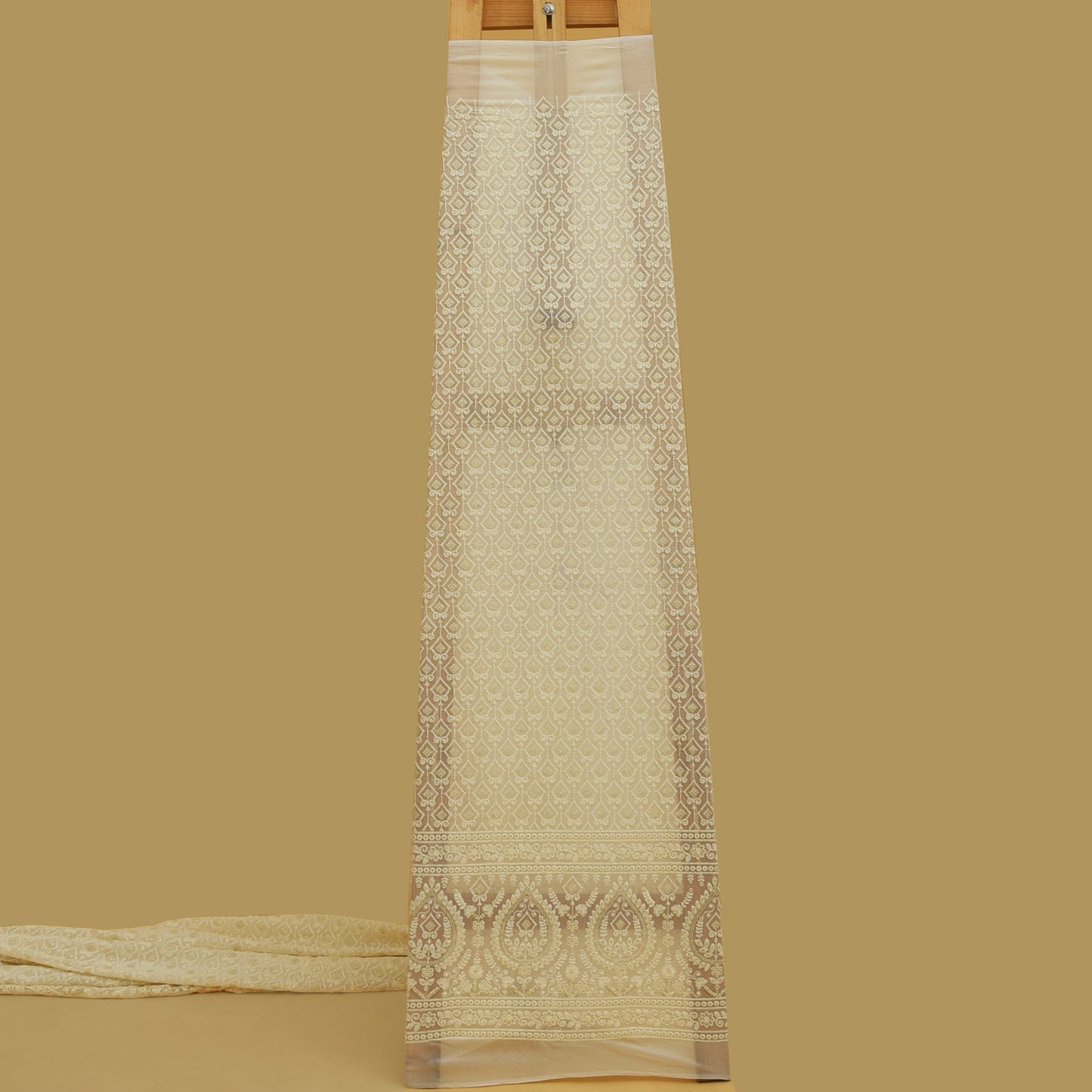 White Color Georgette Embroidery Fabric