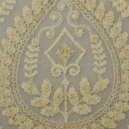 White Color Georgette Embroidery Fabric