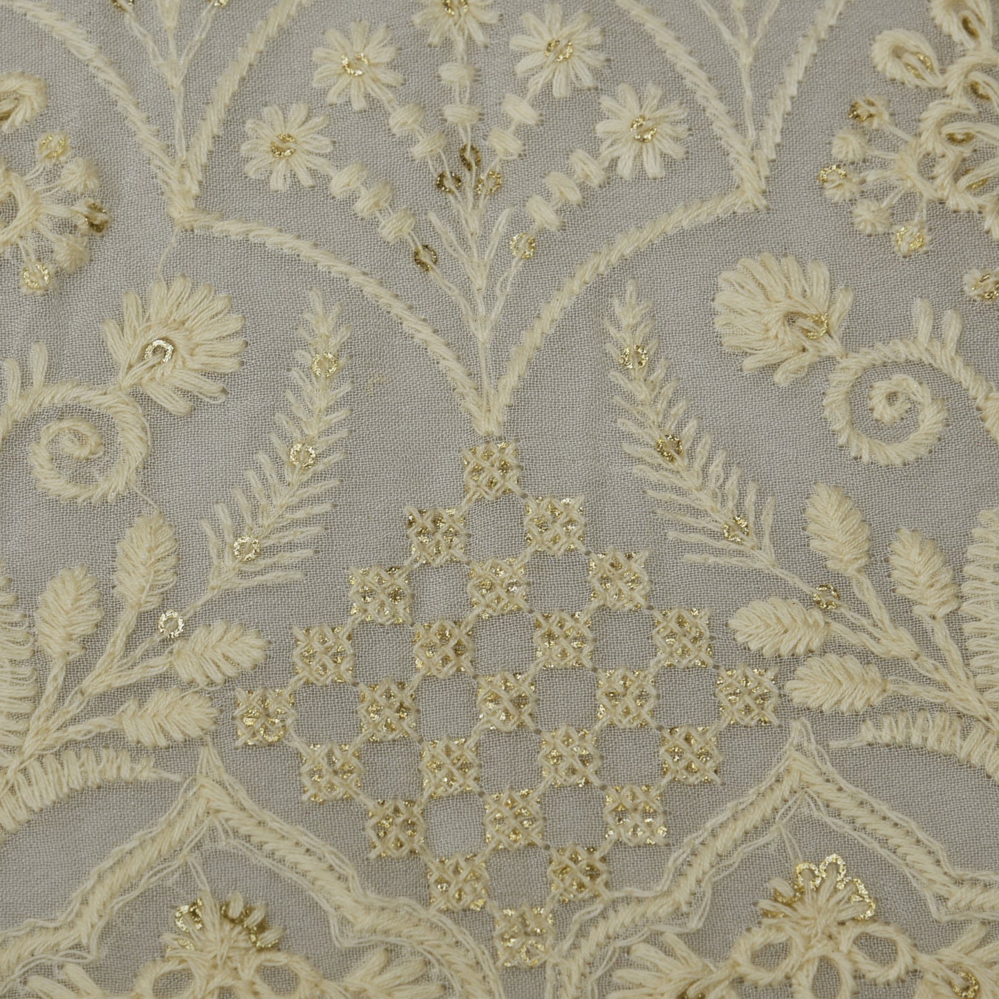 White Color Georgette Embroidery Fabric