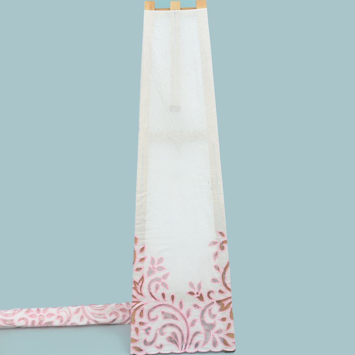 Cotton Chikan Embroidery Fabric