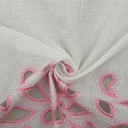 Cotton Chikan Embroidery Fabric