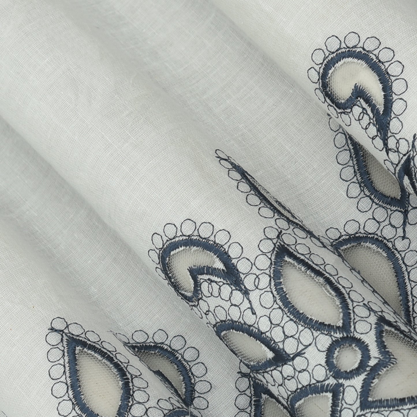 Cotton Chikan Embroidery Fabric