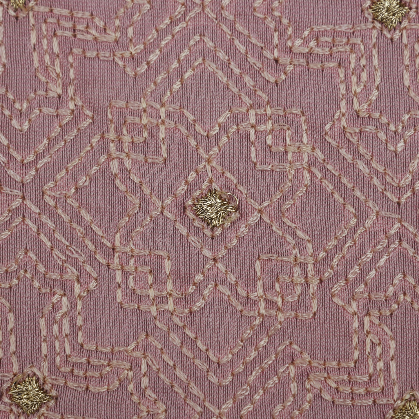 Pink Color Kora Silk Chanderi Embroidery Fabric