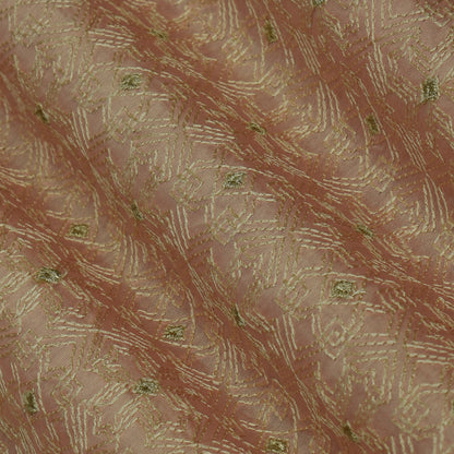 Peach Color Noil Embroidery Fabric