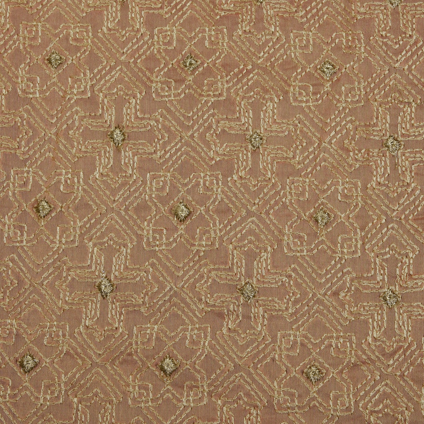 Peach Color Noil Embroidery Fabric