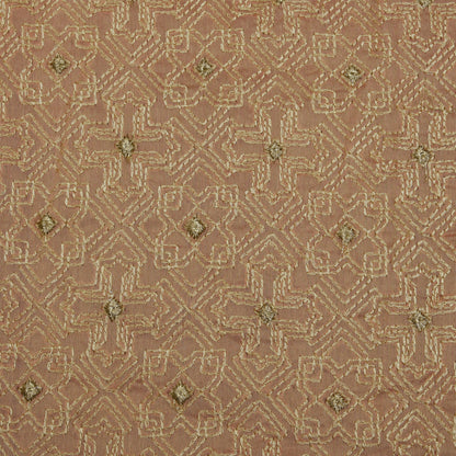 Peach Color Noil Embroidery Fabric