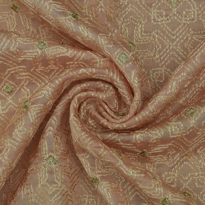 Peach Color Noil Embroidery Fabric