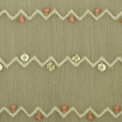 Cream Color Chanderi Embroidery Fabric