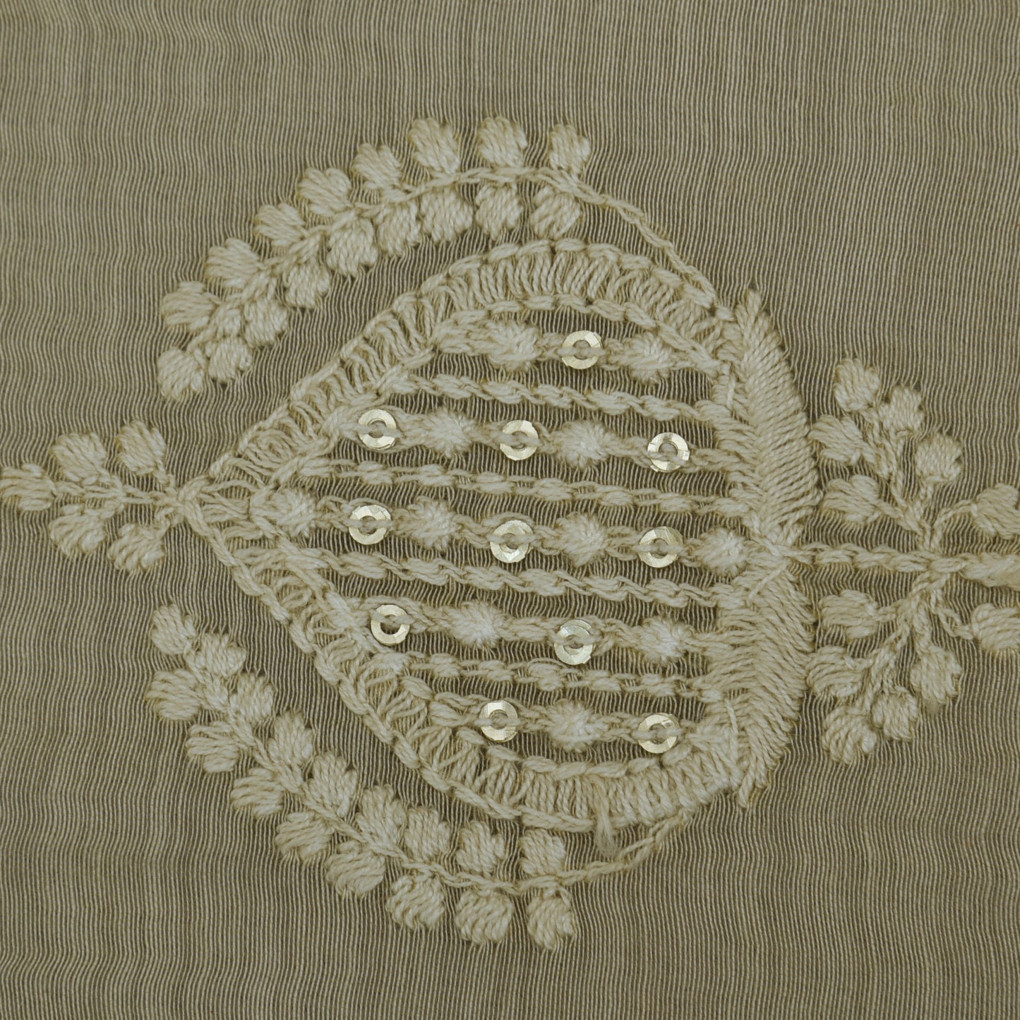 Beige Color Chanderi Embroidery Fabric