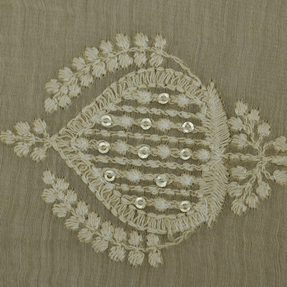 Beige Color Chanderi Embroidery Fabric