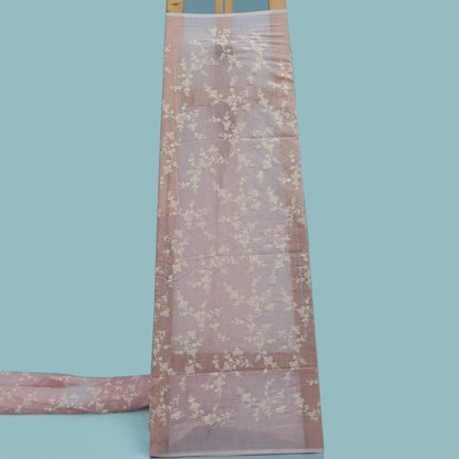 Light Pink Color Chanderi Embroidery Fabric