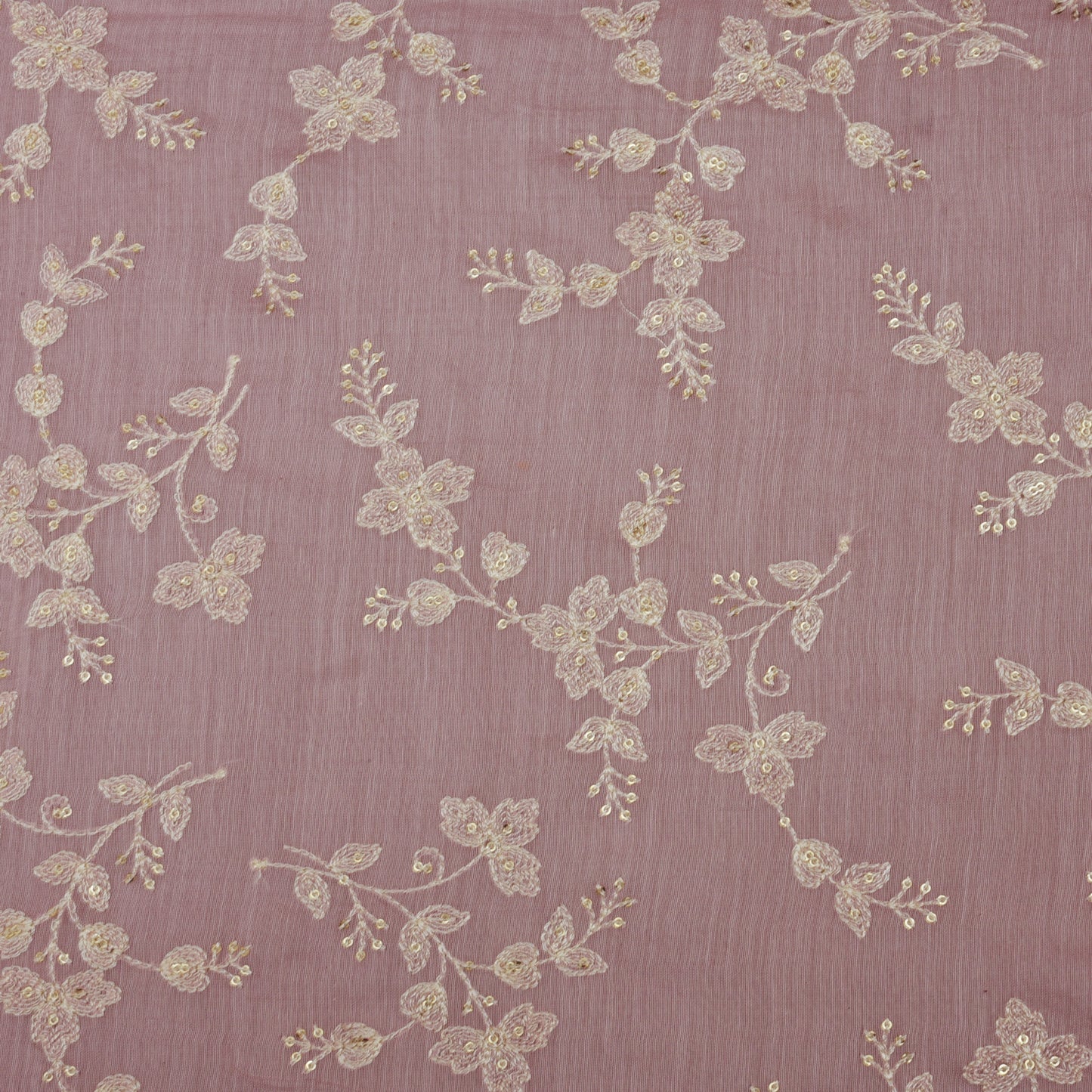 Light Pink Color Chanderi Embroidery Fabric