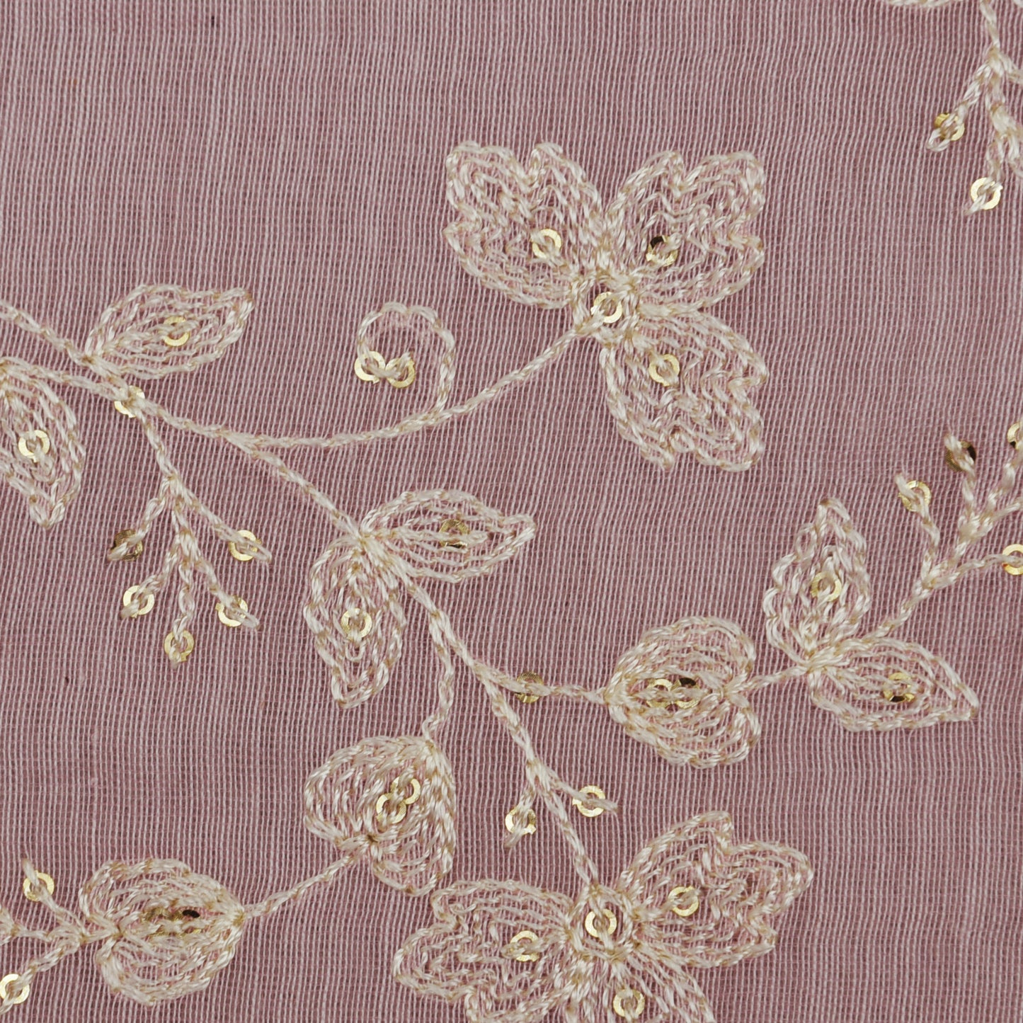 Light Pink Color Chanderi Embroidery Fabric