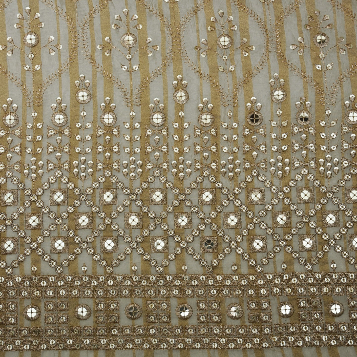 Beige Color Tissue Embroidery Fabric