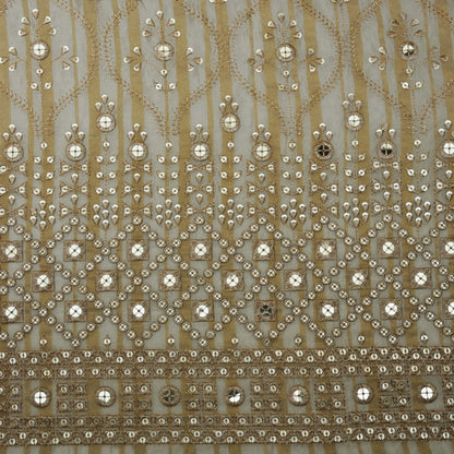 Beige Color Tissue Embroidery Fabric