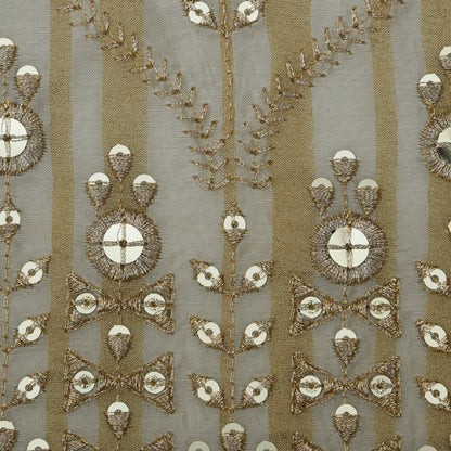 Beige Color Tissue Embroidery Fabric