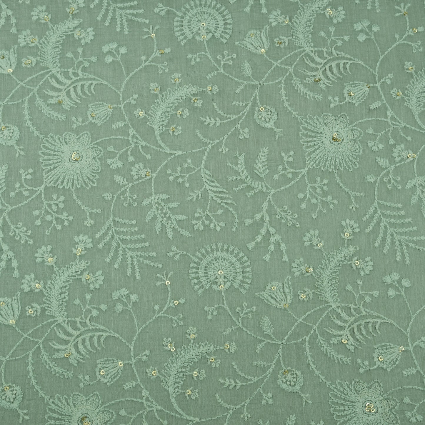 Pista Green Chanderi Embroidery Fabric