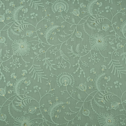 Pista Green Chanderi Embroidery Fabric