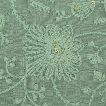 Pista Green Chanderi Embroidery Fabric