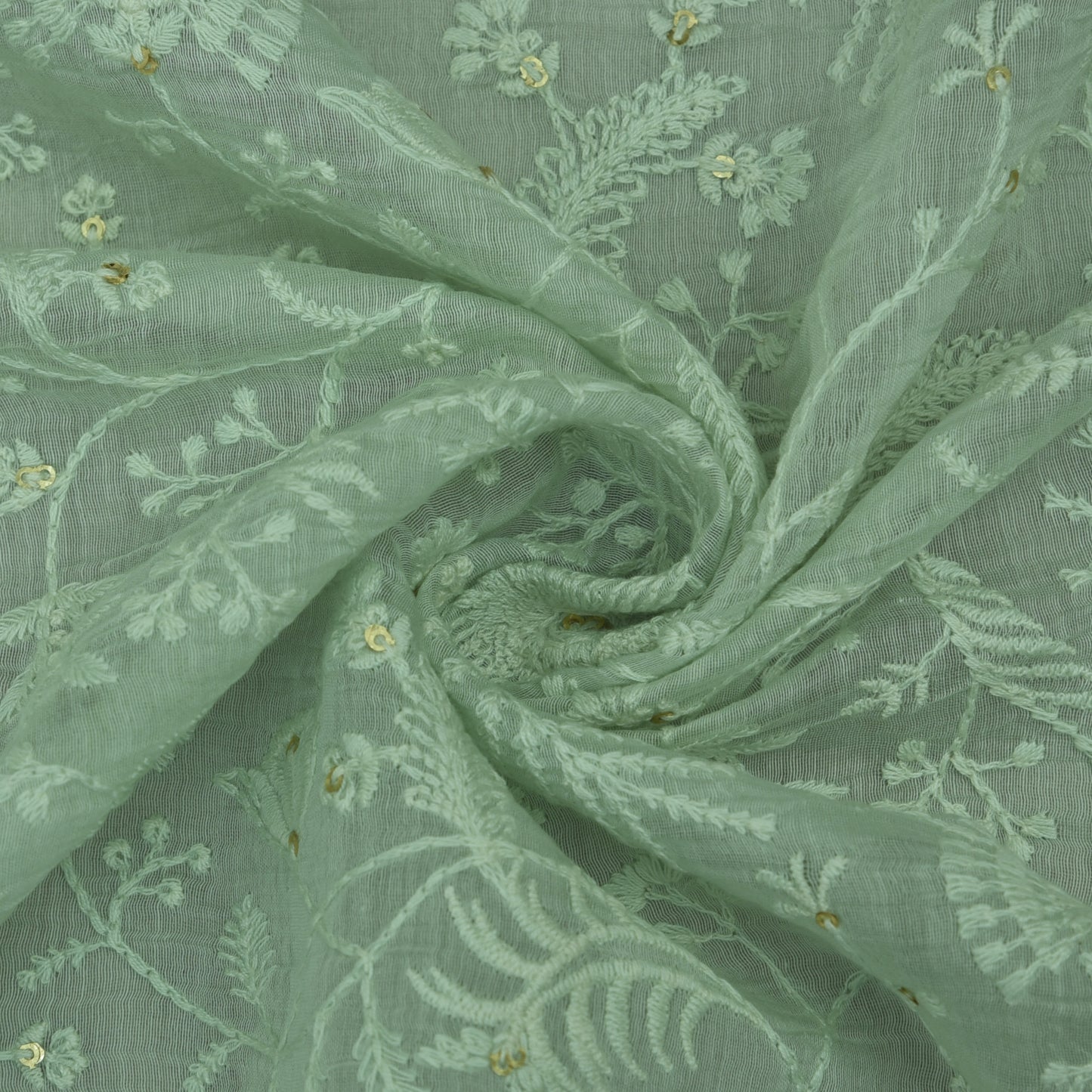 Pista Green Chanderi Embroidery Fabric