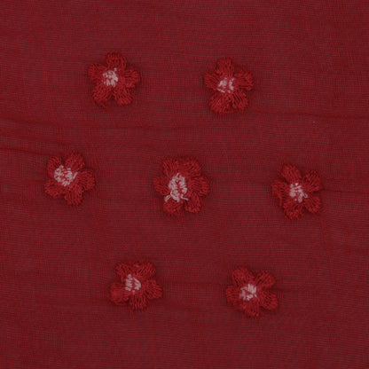 Red Color Chanderi Embroidery Fabric