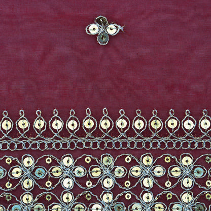 Red Color Organza Embroidery Fabric