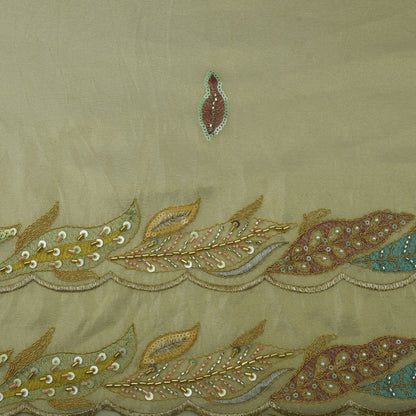 Beige Color Tissue Embroidery Fabric