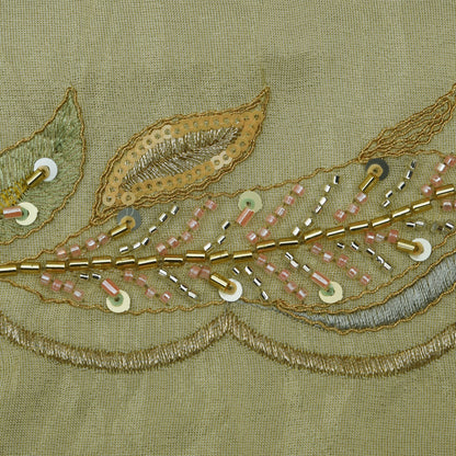 Beige Color Tissue Embroidery Fabric