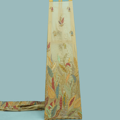 Beige Color Tissue Embroidery Fabric